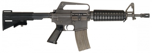 USAF Variant of the XM177E2 upper, the slab side called GAU-5A/B with XM style brake removed and standard birdcage installed, mounted on an SP1 lower - 5.56x45mm
