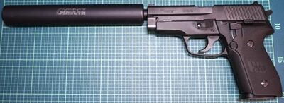 SIG-Sauer P228 with suppressor - 9x19mm
