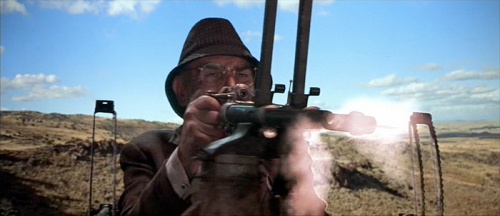 Sean Connery as Henry Jones in Indiana Jones and the Last Crusade with a Villap-Perosa submachine gun.