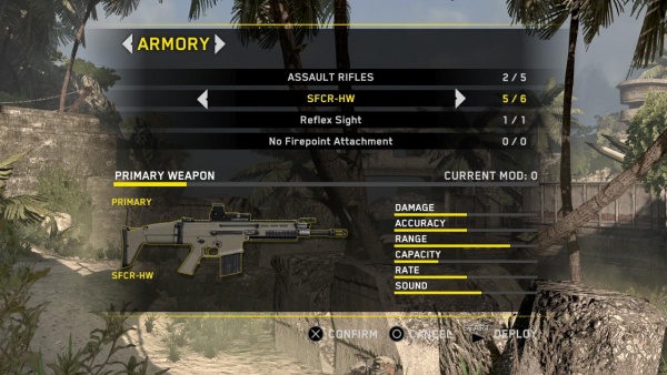 The SCAR-H in the weapon select screen.