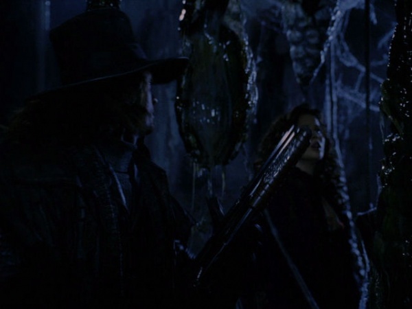 Van Helsing inspects one of Dracula's eggs