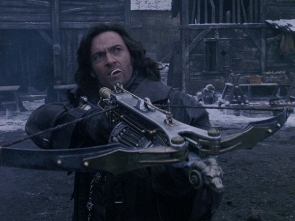 Van Helsing fires his Crossbow at the brides when they first attack