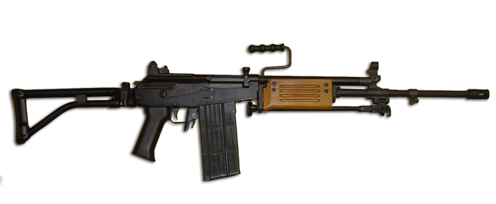7.62mm NATO variant of the Galil hence the square magazine