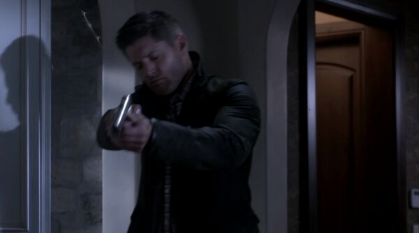 Dean unloading his 1911 into the shifter in "Ask Jeeves" (S10E06).