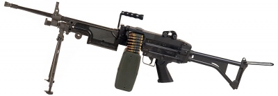 FN Minimi with 200 round magazine.